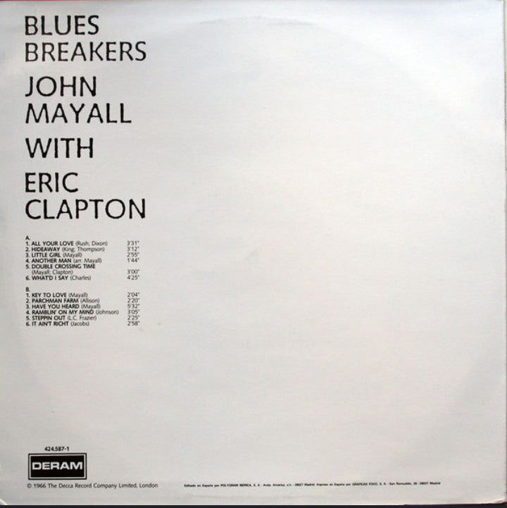 John Mayall With Eric Clapton - Blues Breakers (Edición Original España, Deram, 1989)