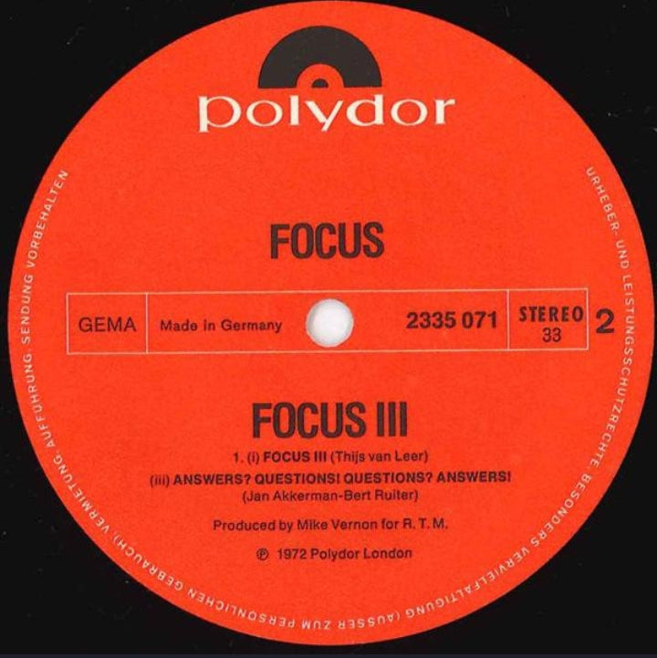 Focus - Focus 3 (Edición Doble LP Alemania, 1972)