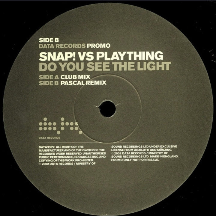 Snap! Vs. Plaything - Do You See The Light (Edición Original UK, Data Records, 2002)