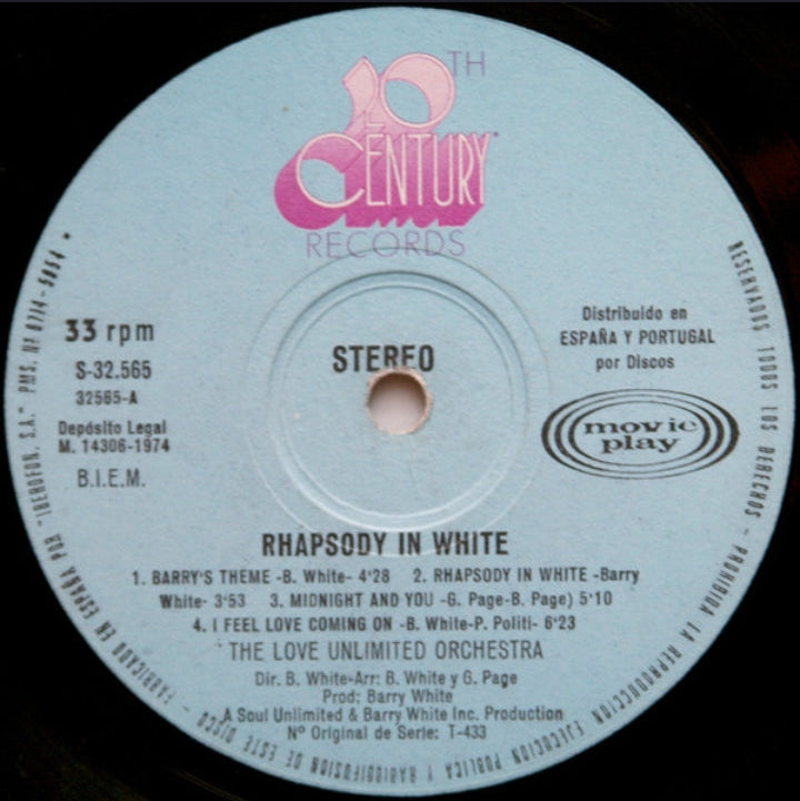 Love Unlimited Orchestra - Rhapsody In White (Edición Original España, 1974)