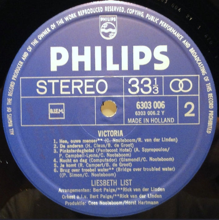 Liesbeth List - Victoria (Edición Original Holanda, Philips, 1970)