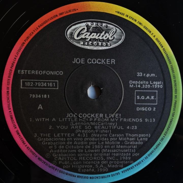 Joe Cocker - Joe Cocker Live (Edición Doble LP España, Capitol Records)