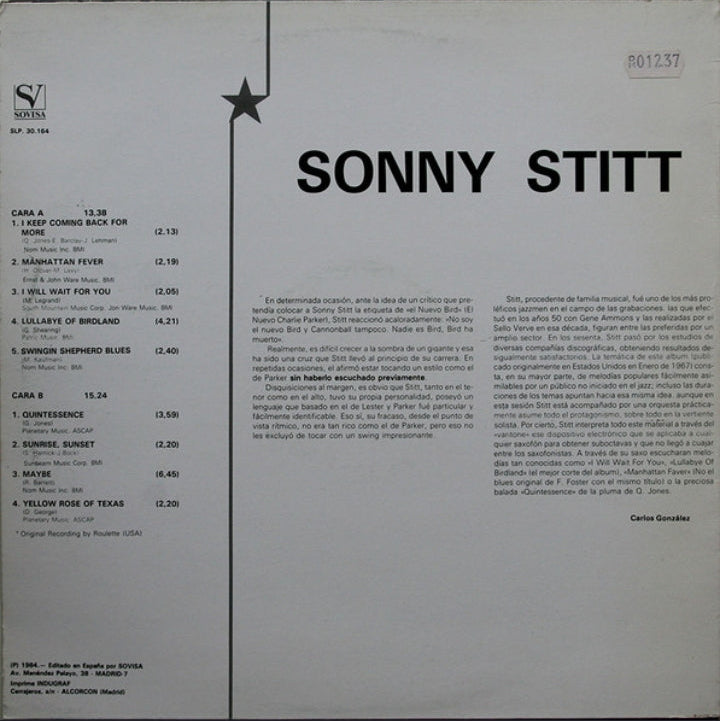 Sonny Stitt - Sonny Stitt (Edición Original España, 1984)