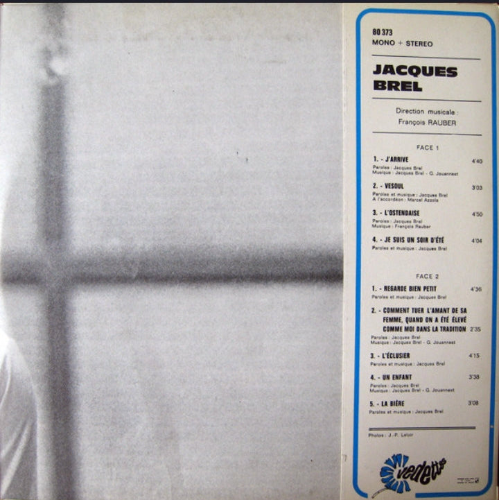 Jacques Brel - J'Arrive (Edición Original Francia, Barclay, 1968)