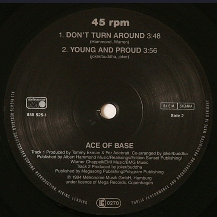 Ace Of Base - Don't Turn Around (Edición Original Alemania, Metronome, 1994)