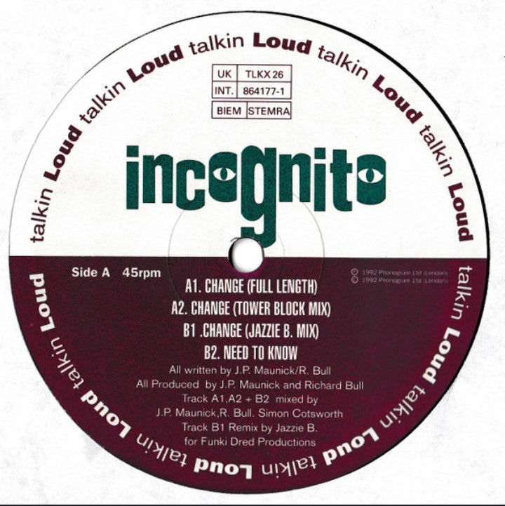 Incognito - Change (Edición UK &amp; Europe, 1982/1992)