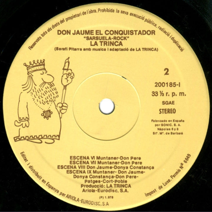 La Trinca - Don Jaume El Conquistador "Sarsuela-Rock" (Edición Original España, 1983)