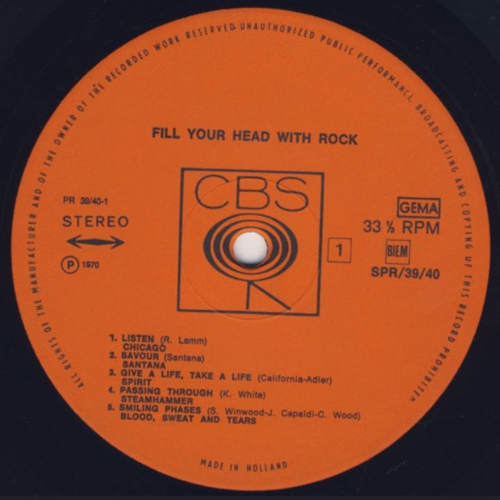 Artistas Varios - Fill Your Head With Rock (Edición Doble LP Europa, 1970)