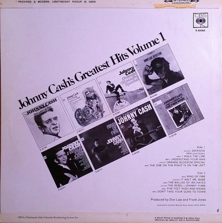 Johnny Cash - Johnny Cash's Greatest Hits Volume 1 (Edición Original Holanda, CBS, 1967)