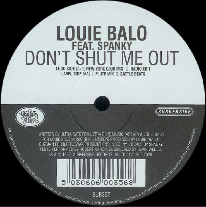 Louie "Balo" Guzman Feat. Spanky - Don't Shut Me Out (Edición Original UK, Subversive, 1997)