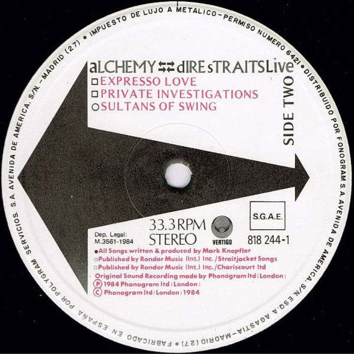 DIRE STRAITS - ALCHEMY - DIRE STRAITS LIVE