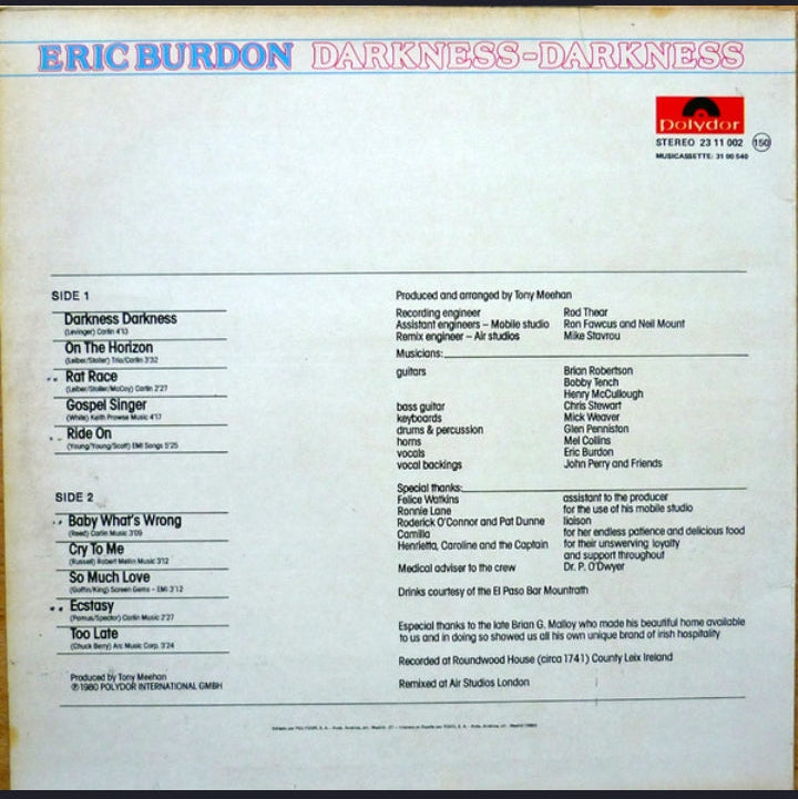 Eric Burdon - Darkness - Darkness (Edición Original España, Polydor, 1980)