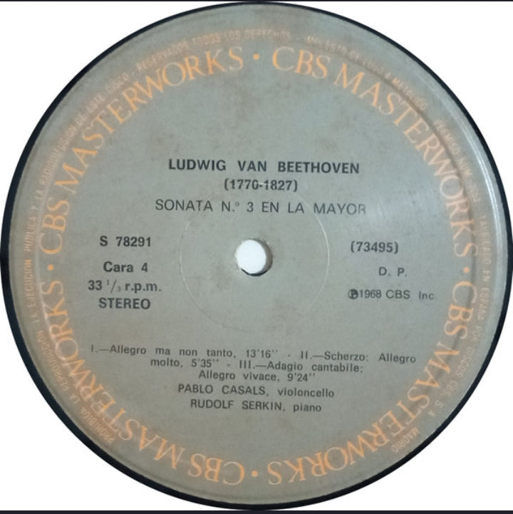 Ludwig van Beethoven - Sonatas Completas Para Violoncello (Casals / Serkin) (Edición España, CBS, 1978)