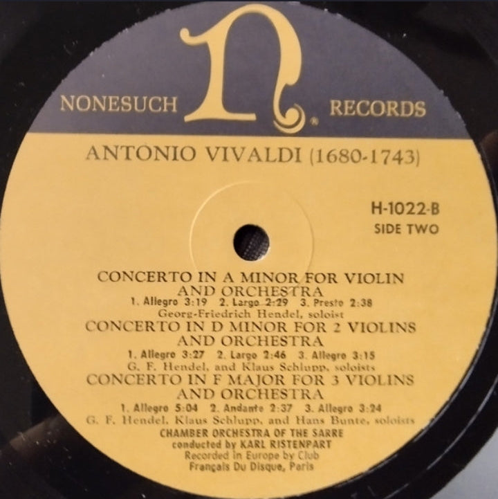 Antonio Vivaldi - Concertos For Violins, Concertos For Piccolo (Edición Original US, Nonesuch, 1964)