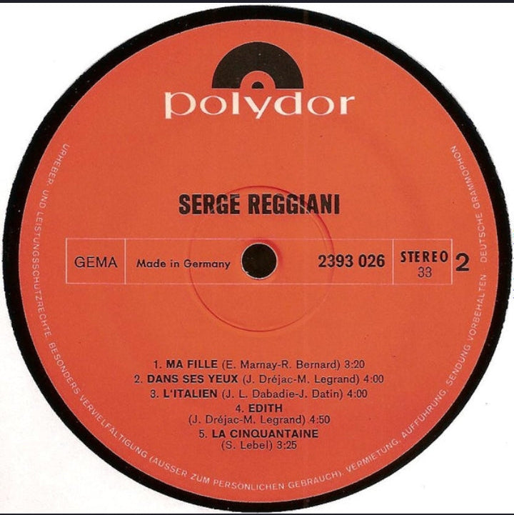 Serge Reggiani - Serge Reggiani (Edición Original Alemania, Polydor, 1971)