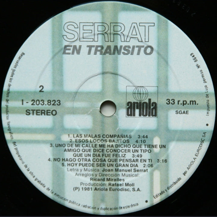 Joan Manuel Serrat - En Tránsito (Edición Original España, 1982)