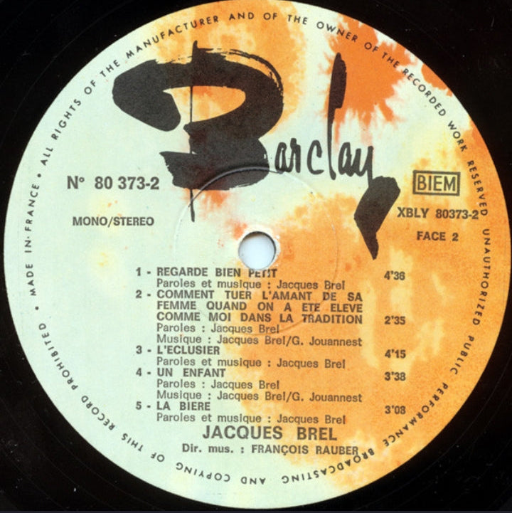 Jacques Brel - J'Arrive (Edición Original Francia, Barclay, 1968)
