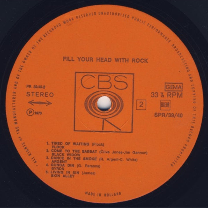 Artistas Varios - Fill Your Head With Rock (Edición Doble LP Europa, 1970)