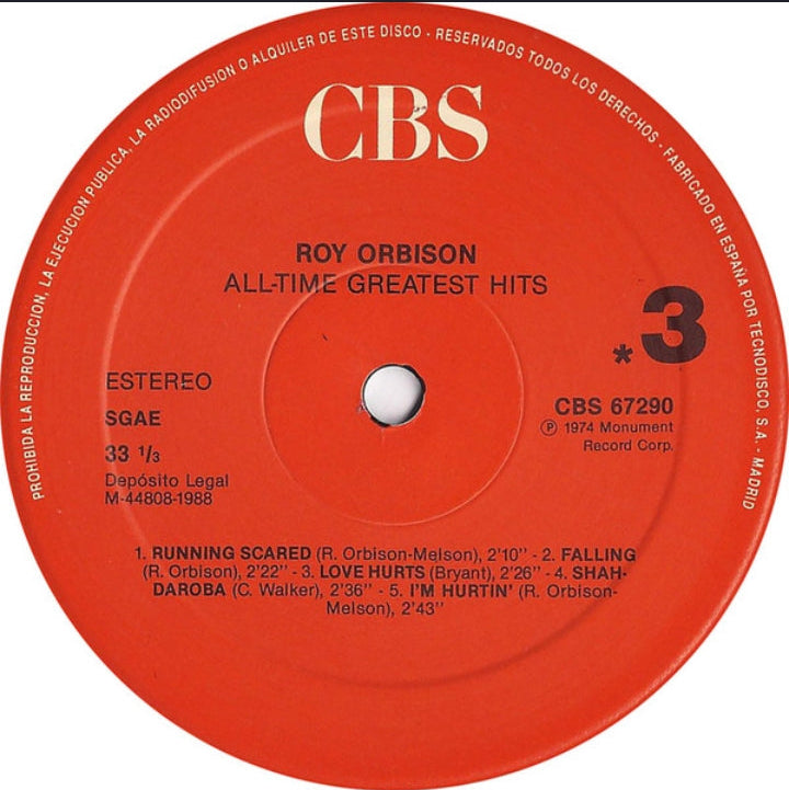 Roy Orbison - The All-Time Greatest Hits Of Roy Orbison (Edición Doble LP España, CBS / Monument)