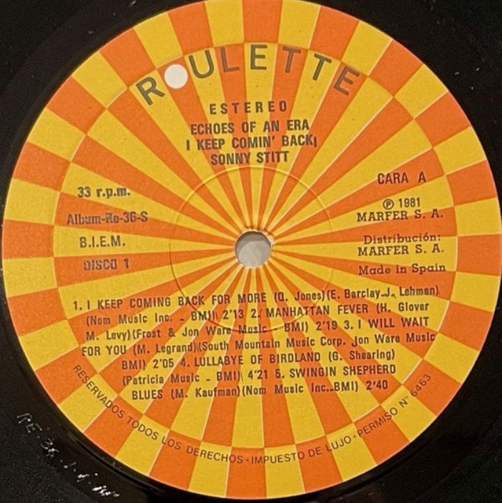 Sonny Stitt - I Keep Comin' Back! / Parallel-A-Stitt (Edición Doble LP España, 1981)