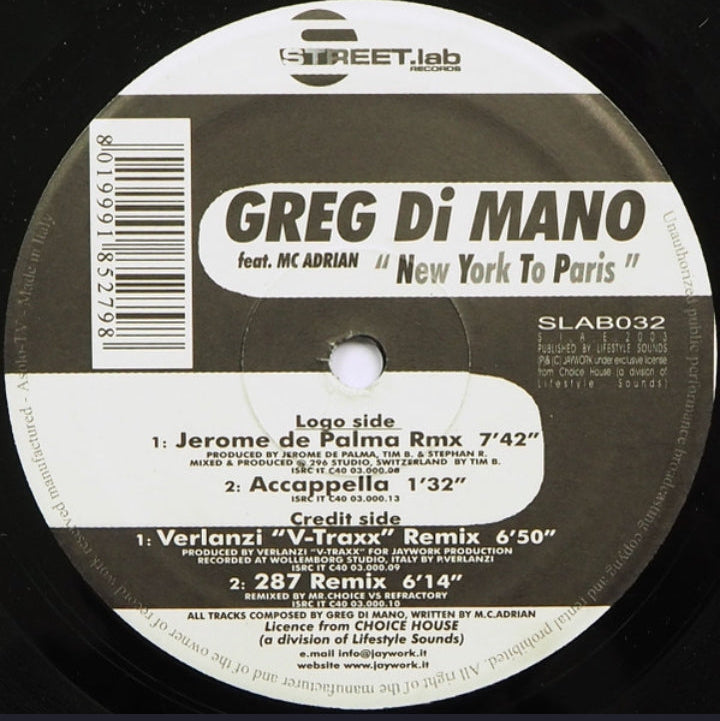 Greg Di Mano - New York To Paris (Edición Original Italia, 2003)