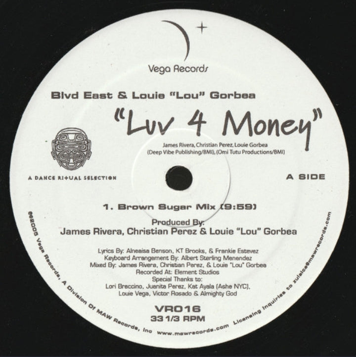 Blvd. East &amp; Louie "Lou" Gorbea - Luv 4 Money (Edición Original US, Vega Records, 2005)