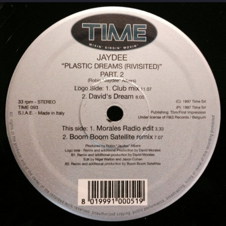 Jaydee - Plastic Dreams (Revisited Part. 2) (Edición Original Italia, Time Records, 1997)