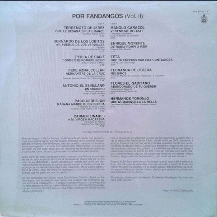 Varios Artistas - Por Fandangos Vol. II (Edición Original España, 1989)