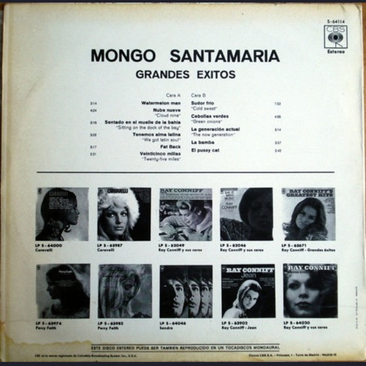Mongo Santamaria - Mongo Santamaria's Greatest Hits = Grandes Exitos (Edición Original España, CBS, 1970)