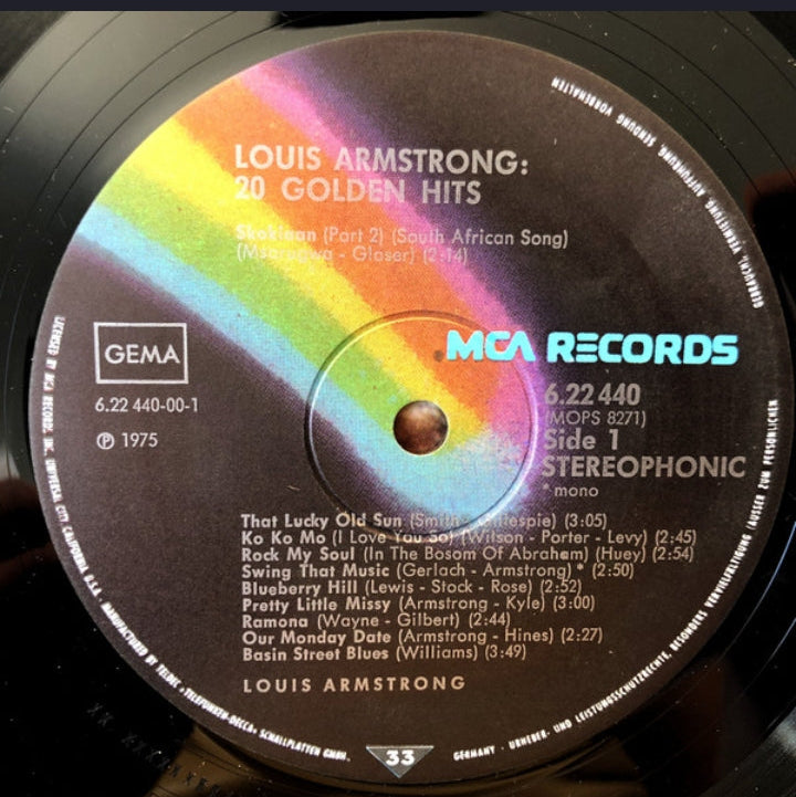 Louis Armstrong - 20 Golden Hits By Louis Armstrong (Edición Original Alemania, 1975)