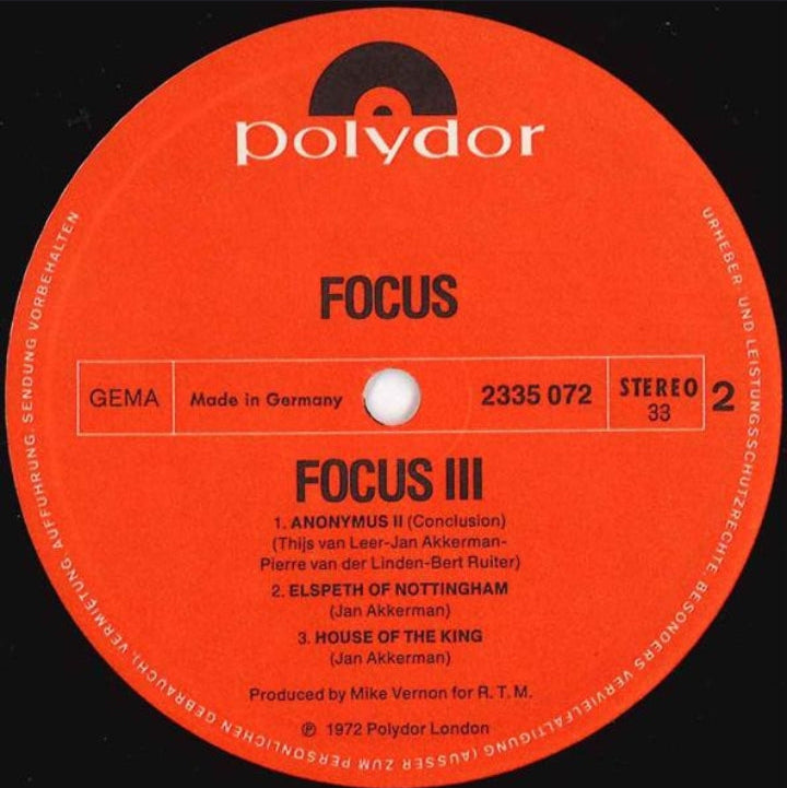 Focus - Focus 3 (Edición Doble LP Alemania, 1972)