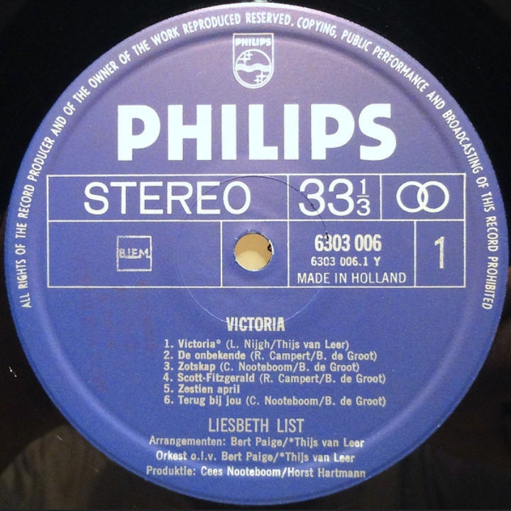 Liesbeth List - Victoria (Edición Original Holanda, Philips, 1970)