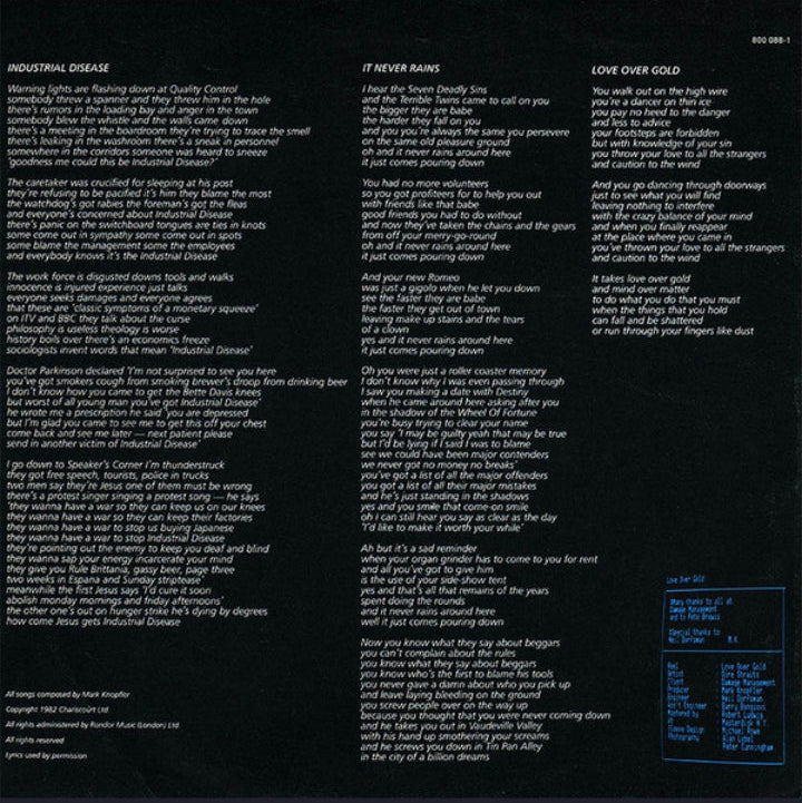 Dire Straits - Love Over Gold (Edición España, 1989)