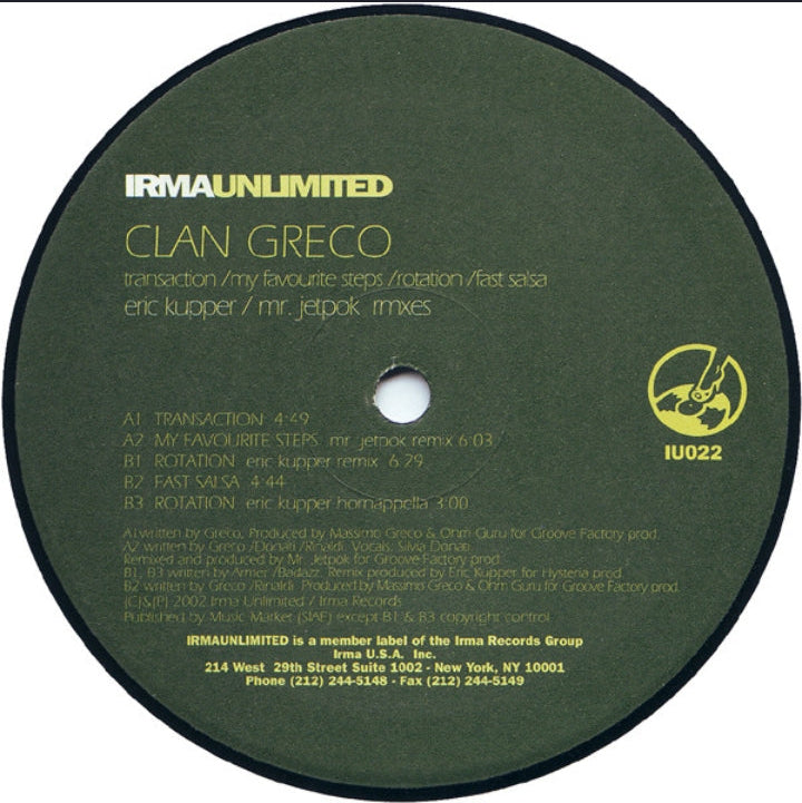 Clan Greco - Transaction (Edición Original US, Irma Unlimited, 2002)  Siente el groove percusivo a
