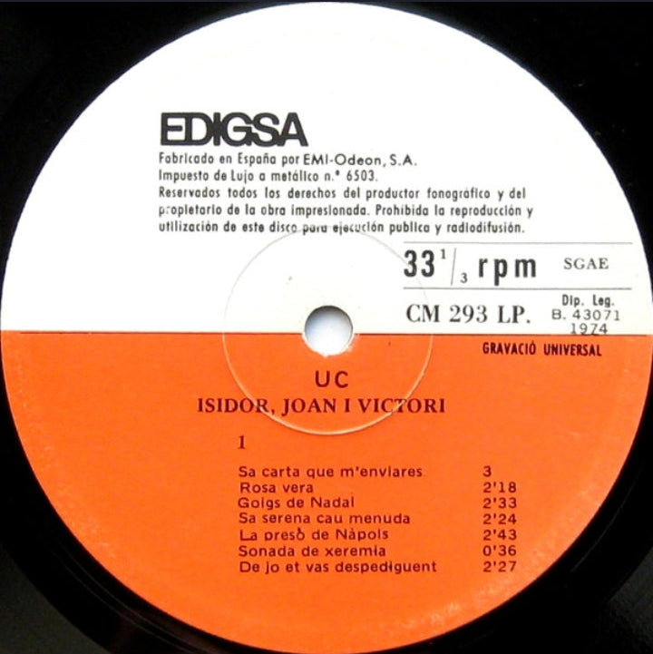 Uc - Cançons D'Eivissa (Edición España, 1974)