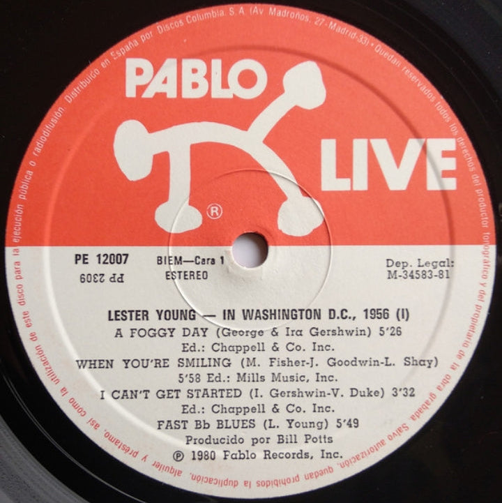 Lester Young - En Washington, D.C. 1956 Vols. 1 Y 2 (Edición España, 1981)