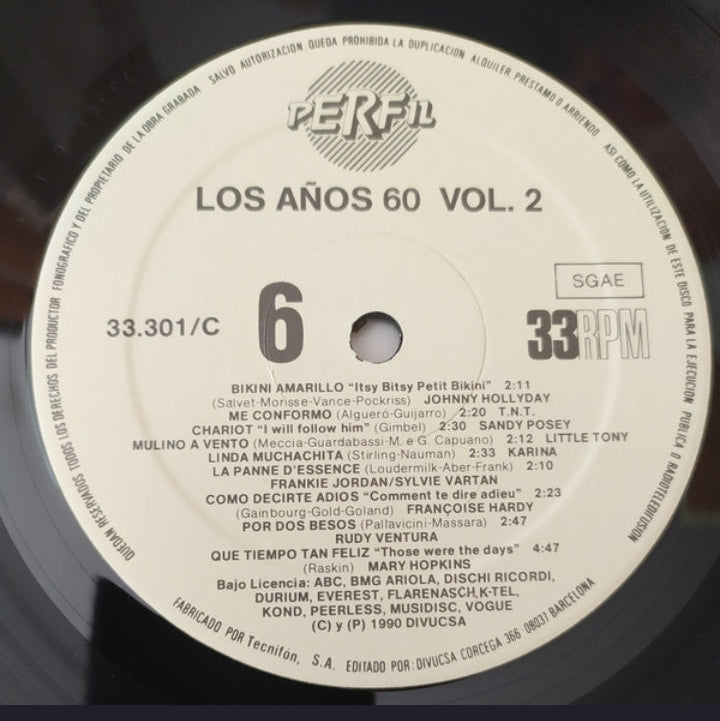 Artistas Varios - Los Años 60 Vol.2 (Edición Triple LP España, 1990)
