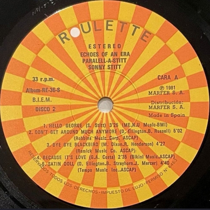 Sonny Stitt - I Keep Comin' Back! / Parallel-A-Stitt (Edición Doble LP España, 1981)