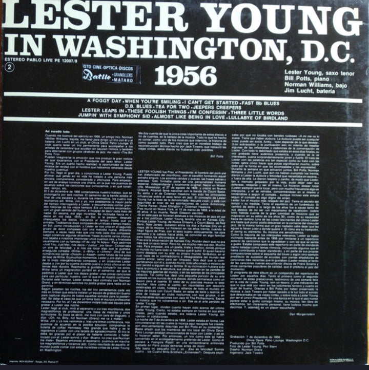 Lester Young - En Washington, D.C. 1956 Vols. 1 Y 2 (Edición España, 1981)