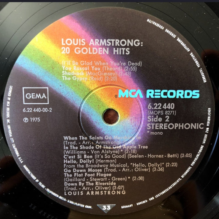 Louis Armstrong - 20 Golden Hits By Louis Armstrong (Edición Original Alemania, 1975)