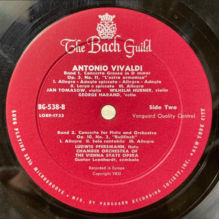 Antonio Vivaldi - A Bouquet Of Vivaldi Concerti (Edición Original US, The Bach Guild, 1960)