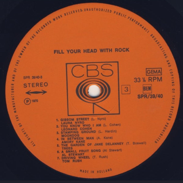 Artistas Varios - Fill Your Head With Rock (Edición Doble LP Europa, 1970)