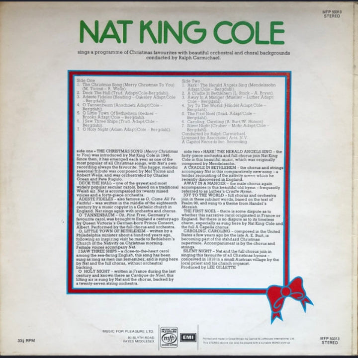 Nat King Cole - Nat King Cole's Christmas Song (Edición Original UK, Music For Pleasure / Capitol, 1976)