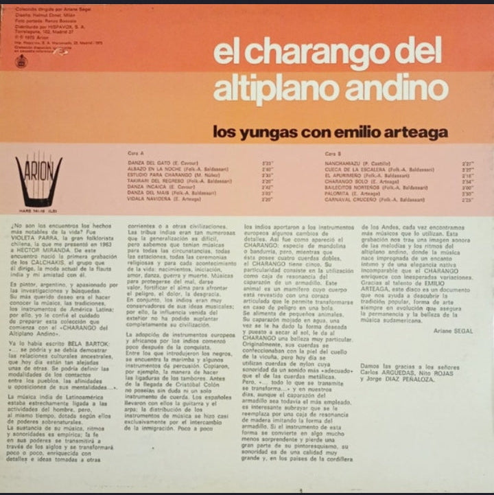 Los Yungas con Emilio Arteaga - El Charango Del Altiplano Andino (Edición Original España, 1975)